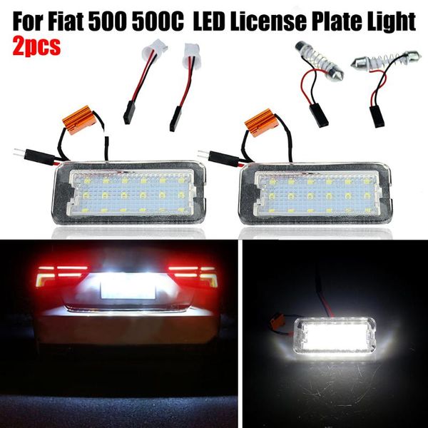 

car headlights 2pcs white led license plate lights number tail lamp fit for 500 500c
