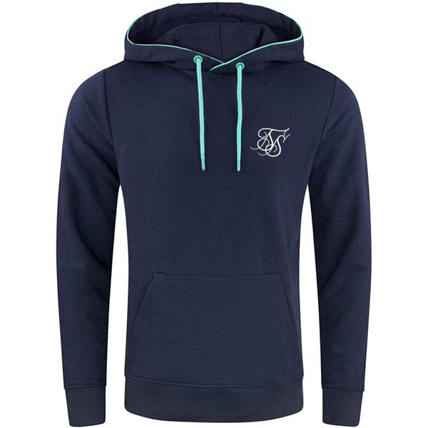 

men's hoodies & sweatshirts sik 2021 autumn winter siksilk all-match fashion letter printed hoodie casual hooded pullover pocket sports, Black