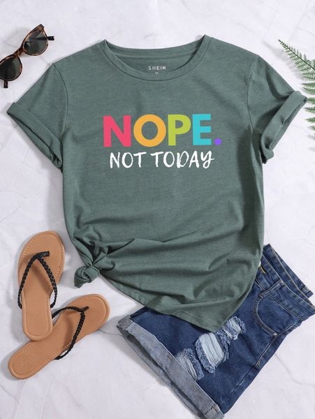 

slogan graphic round neck tee 05jv#, White