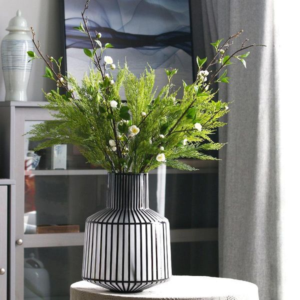

vases ceramic vase black and white striped geometric hydroponic decoration home simple ornaments flowers