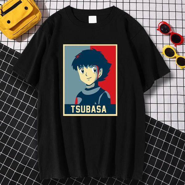 

men's t-shirts fashion breathable mens t shirt summer loose tshirts captain tsubasa japanese cartoon printing large size shirts, White;black