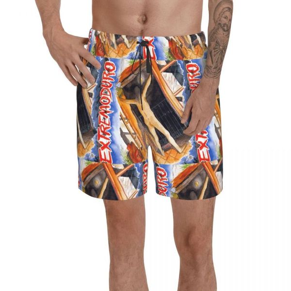

men's shorts promo extremoduro, anime beach breathable quick dry print r251 casual hawaii pants, White;black