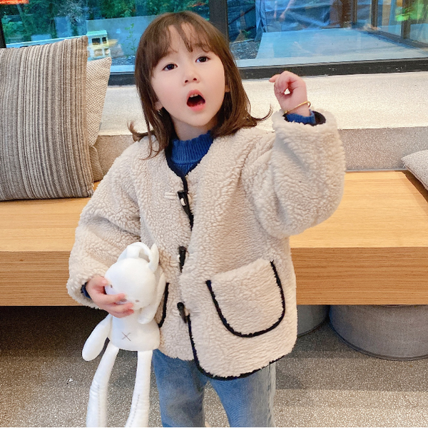

1-6year kids jacket and coat baby girl 2021 autumn warm overcoat for children clothing outerwear oat, White