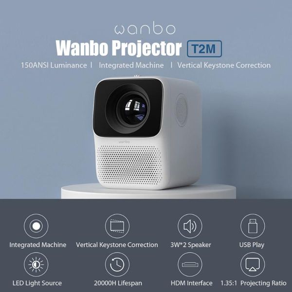 

smart home control global version wanbo t2m projector 1080p hd 40-120inch lcd projection vertical keystone correction support u-disk mini