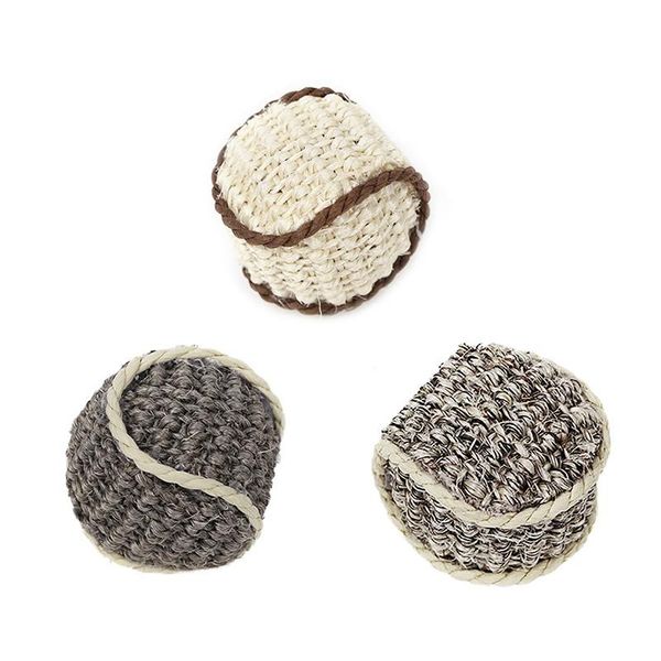 

cat toys rope ball toy funny interactive simulation baseball pet weave teaser scratch catch exercise 1