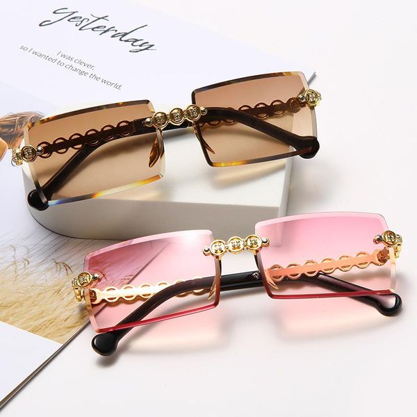 

sunglasses fashion square rimless for women men vintage luxury sun glasses shades female brand designer uv400 eyewear, White;black