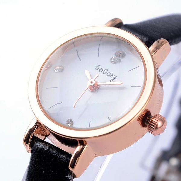 

wristwatches wrist watches women leather belt small dial gogoey brand ladies watch fashion casual elegant male clock montre femme gift, Slivery;brown