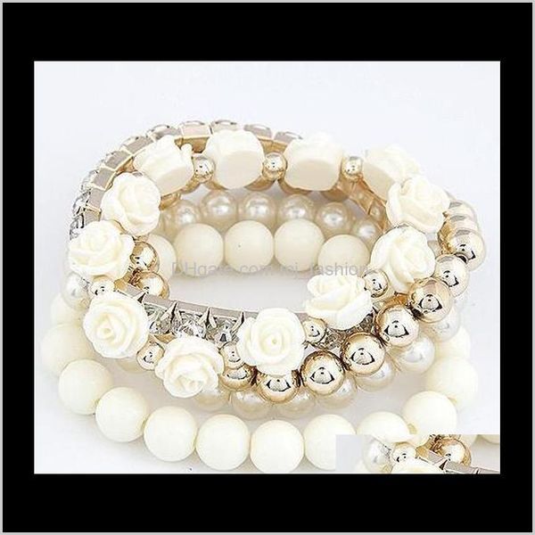 

charm bracelets jewelrytest arrival fashion cute summer beads flower bracelet jewelry for women 6 colors availableps2468 drop delivery 2021, Golden;silver