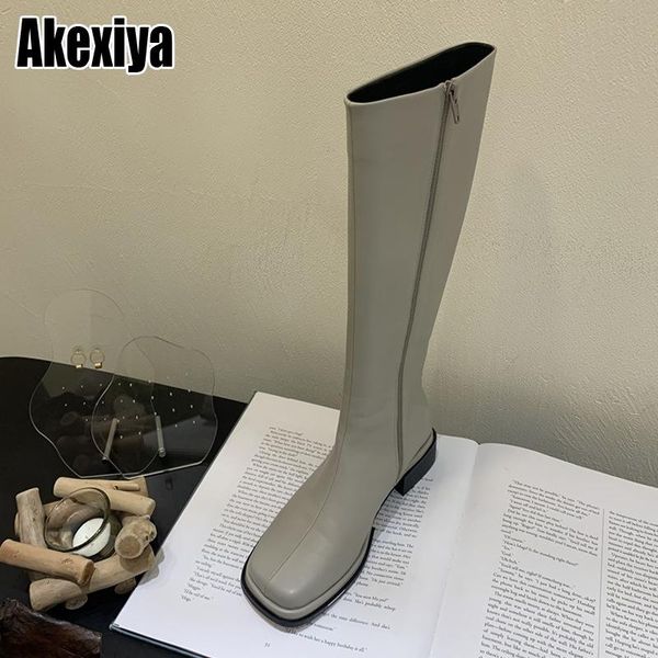 

boots 2021 women knee high female knight booties lady low heels autumn shoes bc1894, Black