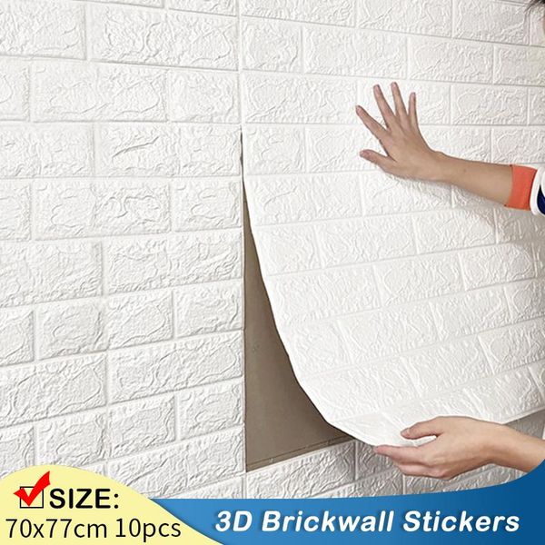 

wall stickers 10pcs 70x77cm 3d sticker imitation brick bedroom decoration waterproof self adhesive wallpaper for living room home decor