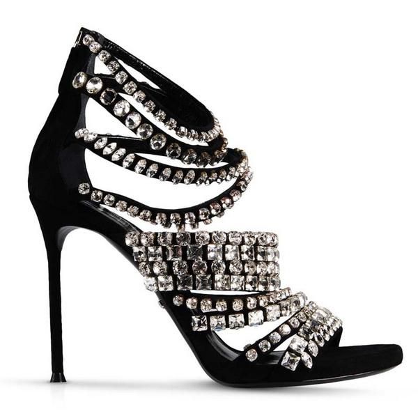 

carpaton est crystal embellished high heel sandal open toe cutouts thin heels wedding shoes 2021 rhinestones dress, Black