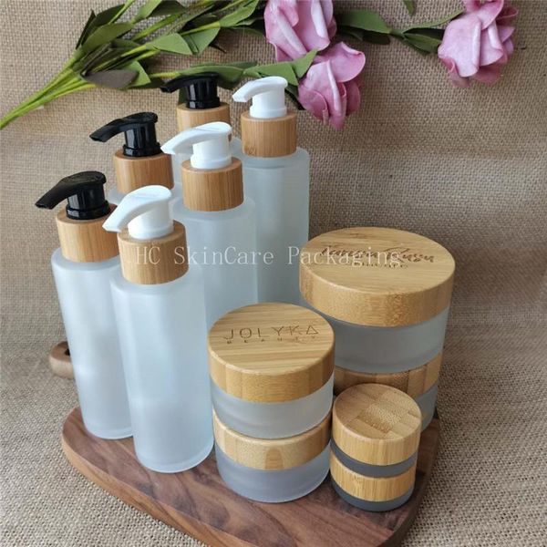 

storage bottles & jars 2021 matte glass empty and 100/120/150ml bamboo cap lotion pump bulk cosmetic container