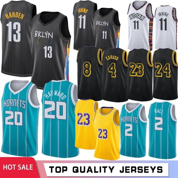 

lamelo 2 ball gordon 20 hayward basketball jerseys mens 23 james alex 4 caruso kyrie 11 men irving 13 harden jersey s-xxl stock, Black;red