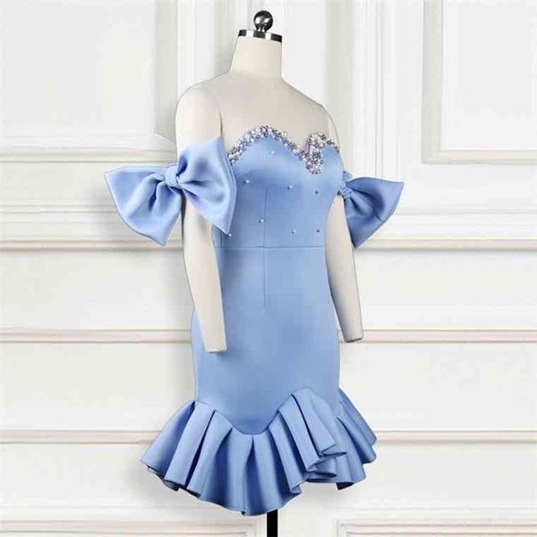 

women party dress ruffles mesh patchwork bead with bowtie lovely christmas event elastic bodycon backless celebrate vestido, Black;gray