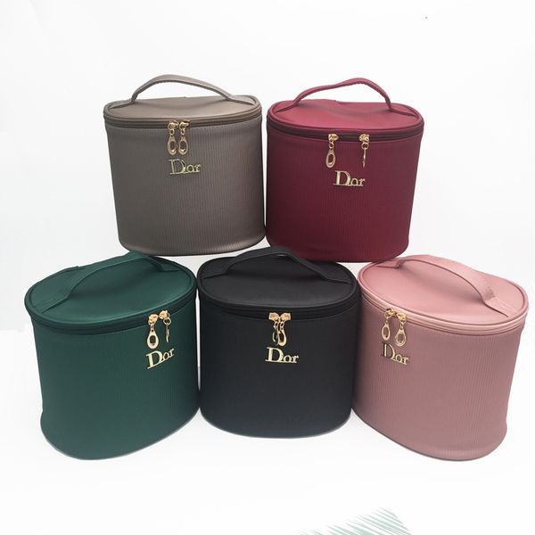 

cosmetic bag pu cylinder portable leather case travel wash