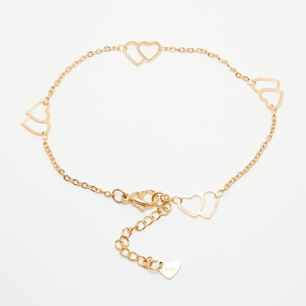 

anklets 304 stainless steel anklet for women gold color heart chain bracelets on the leg jewelry accessories, 1 piece, Red;blue