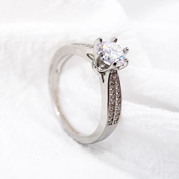 

classic forever love with side stones rings woman prong setting zircon silver ring for women exquisite promise of marriage engagement bridal