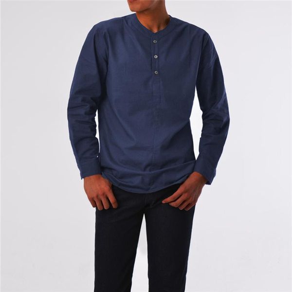 

loldeal men shirt long sleeve solid color cotton comfortable slim round neck men's casual shirts, White;black