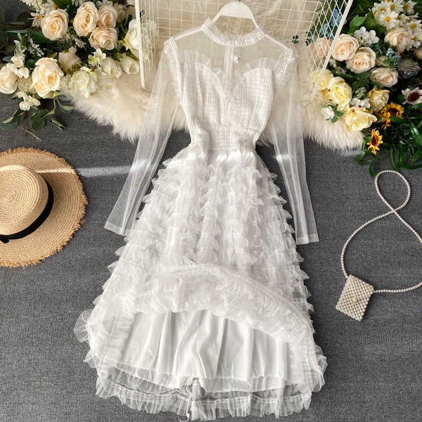 

v neck hollow out white beach sundres summer long sleeve lace mini dresses party vestidos fashion 210601, Black;gray
