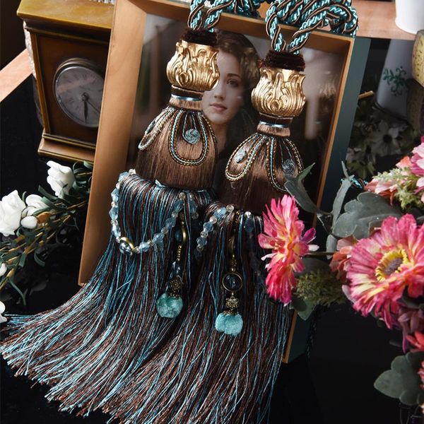 

pair curtain tieback europe straps hanging ball tassels crystal accessorie rope tie buckle tape back m537 other home decor