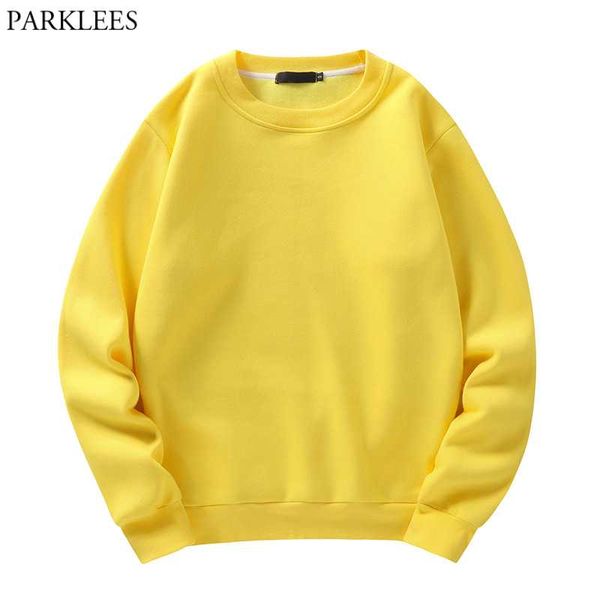 

men's hoodies & sweatshirts yellow men women fleece crewneck oversized sweatshirt 2021 autumn winter thick basic mens hip hop casual st, Black