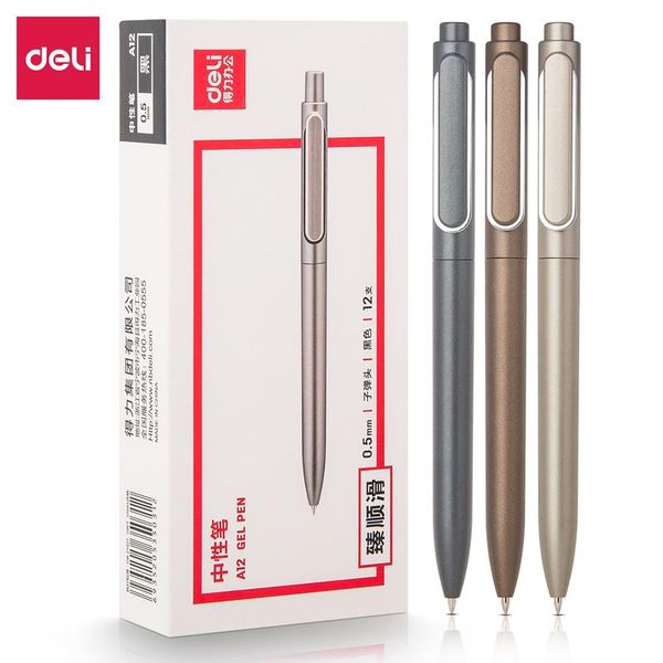 

gel pens deli metal colored retractable 0.5mm fine point black ink for journaling office and school