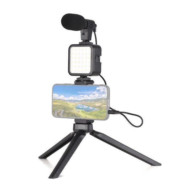 

tripods vlog shooting kit mini led video light microphone phoneclip tripod phone live stream conference selfie