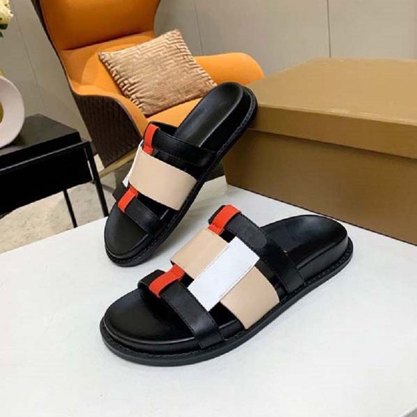 

women designer slippers summer genuine leather designers sandals beach slide fashion flat shoes size eur 35-40, Black