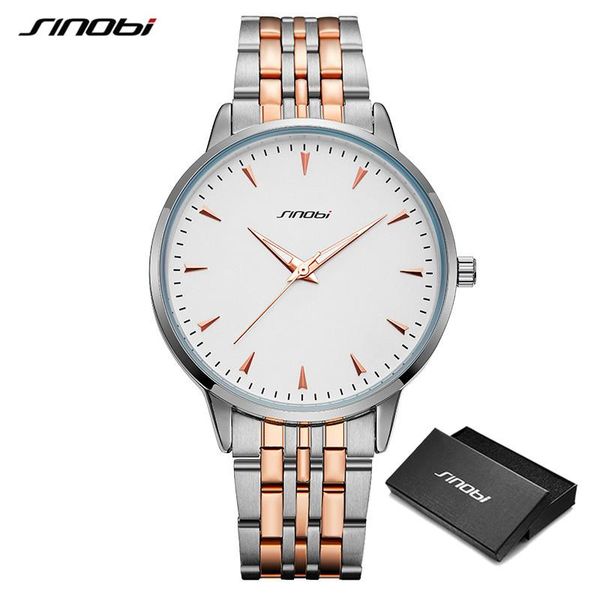 

sinobi brand original design casual business simple men's watches stainless steel gold man watch luminous male wristwatches, Slivery;brown