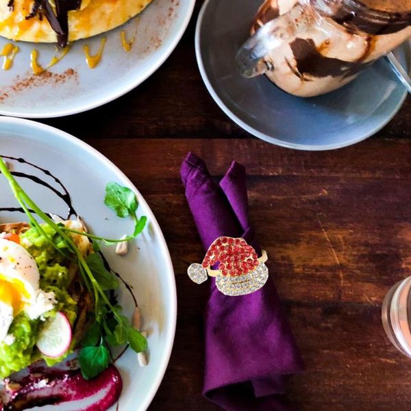 

4pcs desknapkin buckles christmas rings accessories red