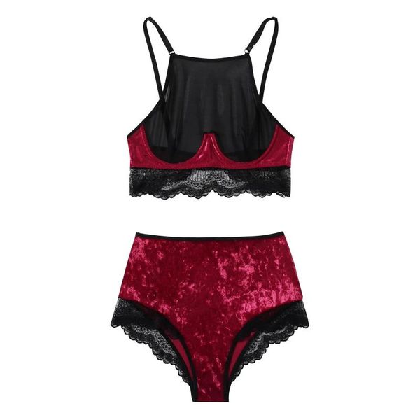 

bras sets erotic underwear women 2021 summer lingerie set seamless plus size push up bra lace bowknot bikini brief crop top, Red;black