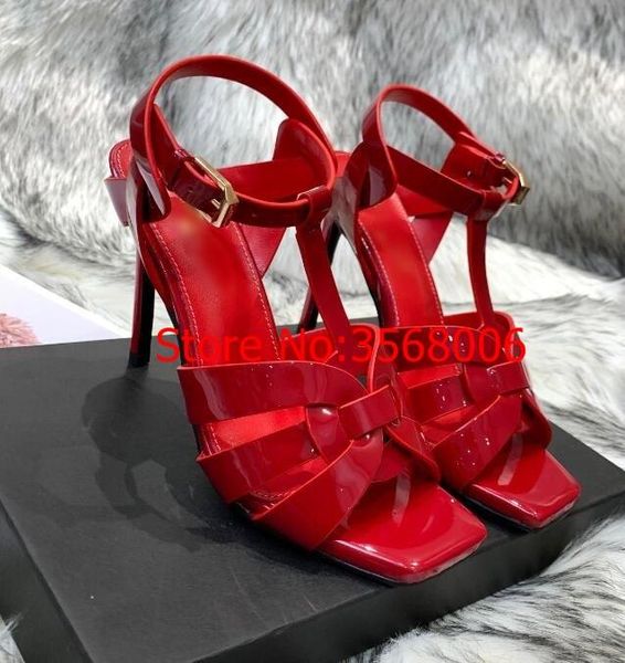 

latest style real leather girls fashion stiletto dress shoes tribute candy color women sandals high heels big size 43, Black