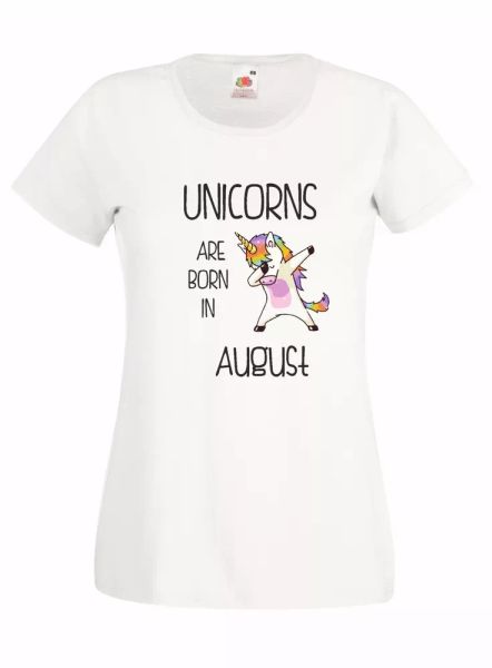 

t-shirt shirt women j2079 unicorns are born in august unicorn birthday, White;black
