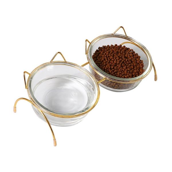 

cat bowls & feeders lxaf pet dog glass tilted elevated bowl raised feeding dish water slow feeder with metal stand