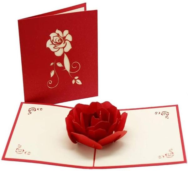 

rose love valentine's day greeting card romantic anniversary -up marriage laser cut wedding invitation card# cards