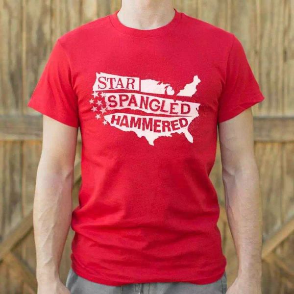 

star-spangled hammered t-shirt | short sleeve graphic tee, White;black
