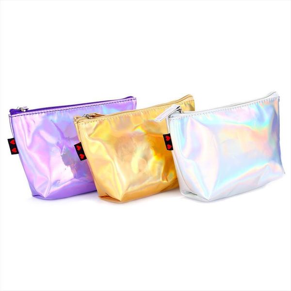 

fashion women handbags pu makeup cosmetic bag female ladies bags tote laser holographic purse zipper pouch storage case