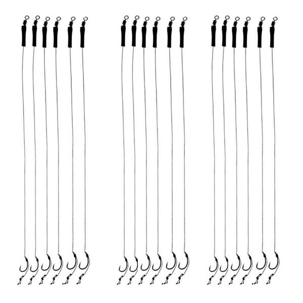 

fishing hooks 18pcs 12lb hair rigs assorted hand tied carp barbless