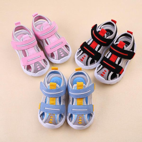 

sandals capsella kids summer baby boys beach shoes girls 1-3-6 years soft bottom closed-toe toddler children 21-29, Black;red
