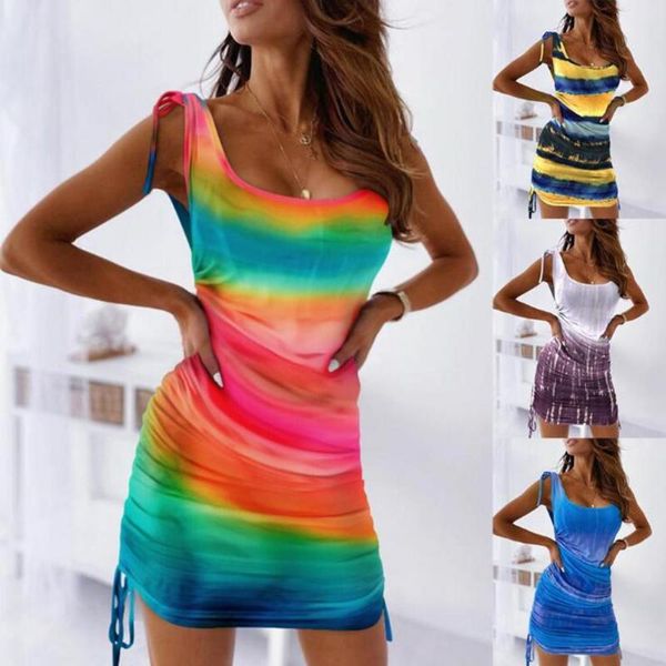 

casual dresses mini backless sleeveless dress women colorful striped slim y2k tanks for bodycon vestidos mujer, Black;gray