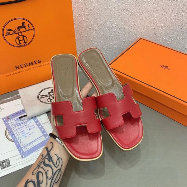 

slipper summer leather h slippers women's wear fashion versatile 2021 new ins net red diamond lazy flat sandalszly, Black