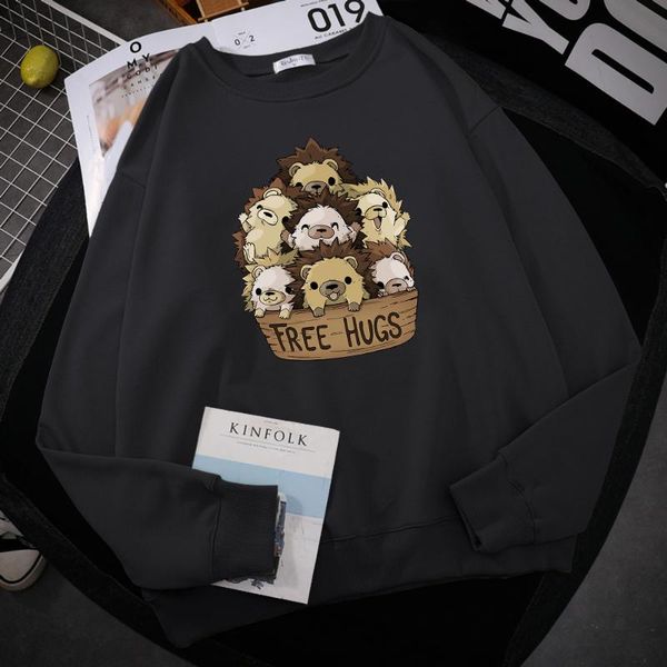 

men's hoodies & sweatshirts hugs a basket of cute little bears print mens hoody harajuku fleece sweatshirt fashion crewneck hoodie casu, Black