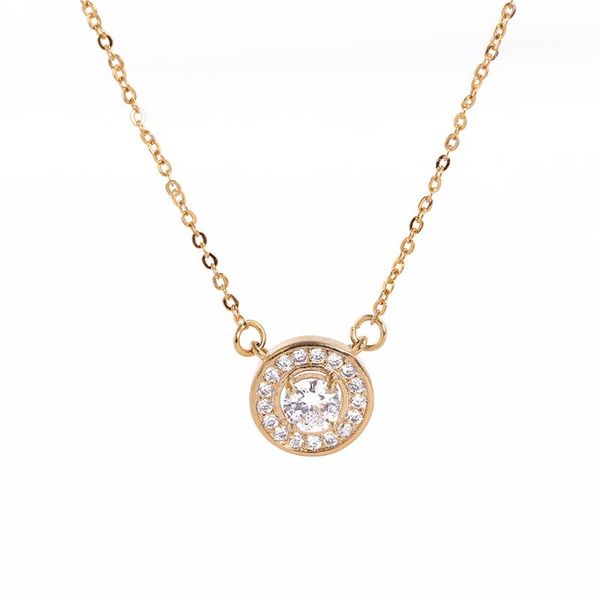 

pendant necklaces dainty gold plating micro-inlaid zircon necklace, Silver
