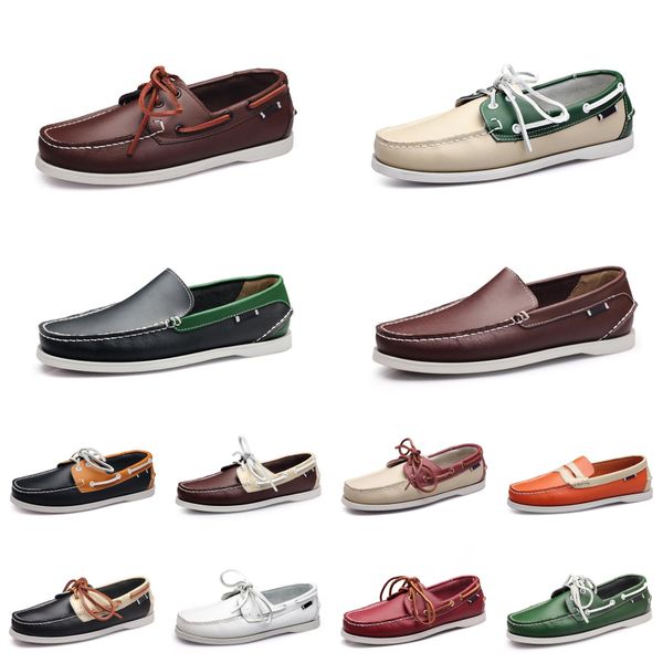 

men casual shoes loafers leather outdoor sneakers bottom low cut classic triple black gr