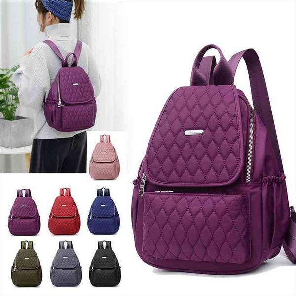 

travel women backpack school bag for teenage girl waterproof nylon shoulder multi pocket black rucksack