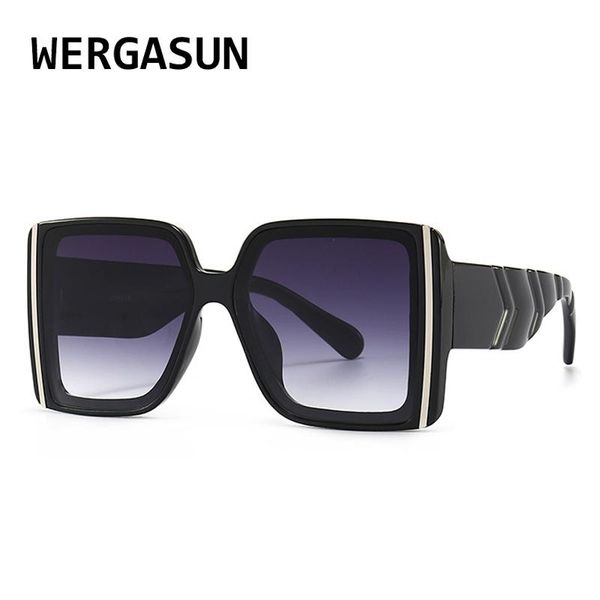 

sunglasses wergasun fashion oversized square women brand designer retro sun glasses vintage shades lunette de soleil femme, White;black