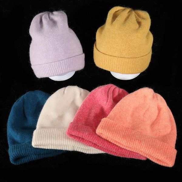 

beanies 2021 solid color real fur winter hat for woman autumn warm cap skullies gift