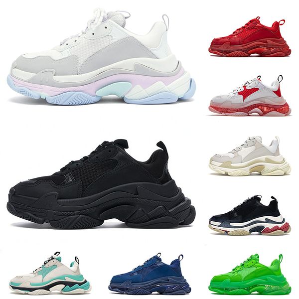 

casual shoes triple-s clear sole platform chunky yellow grey rainbow beige black fluo metallic silver height increase men women triple s lux