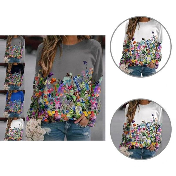 

women's hoodies & sweatshirts activewear stylish long sleeve floral sweatshirt blouse accessory women sweetshirt loose for going out, Black