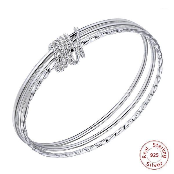 Fashion Bangle Classic Round 999 Серебряные ювелирные украшения Три круга Девушка Полный браслет для женщин Оптовые